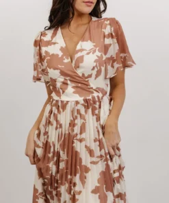 Soi Ranier Pleated Wrap Maxi Dress | Rosy Brown Print