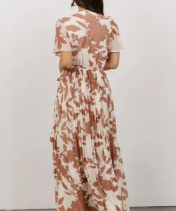 Soi Ranier Pleated Wrap Maxi Dress | Rosy Brown Print