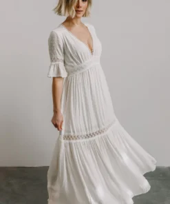 AK Rayne Deep V Maxi Dress | White