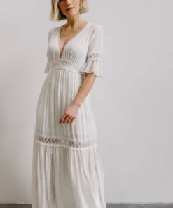 AK Rayne Deep V Maxi Dress | White