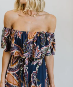 Soi Dresses Rhonda Paisley Print Maxi Dress | Dark Blue