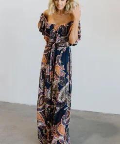Soi Dresses Rhonda Paisley Print Maxi Dress | Dark Blue