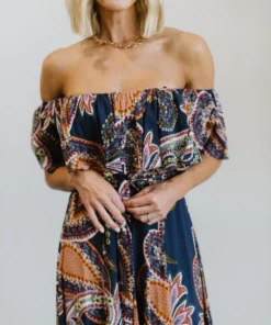 Soi Dresses Rhonda Paisley Print Maxi Dress | Dark Blue