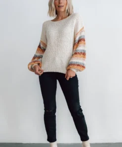 LUM Robledo Chunky Knit Stripe Sweater | Oatmeal