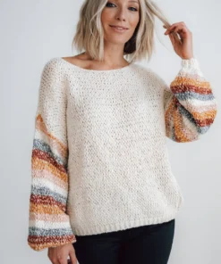 LUM Robledo Chunky Knit Stripe Sweater | Oatmeal