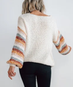 LUM Robledo Chunky Knit Stripe Sweater | Oatmeal