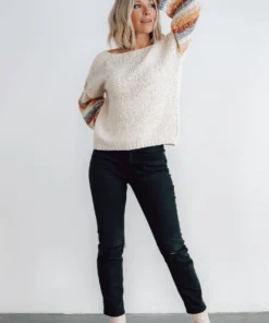 LUM Robledo Chunky Knit Stripe Sweater | Oatmeal