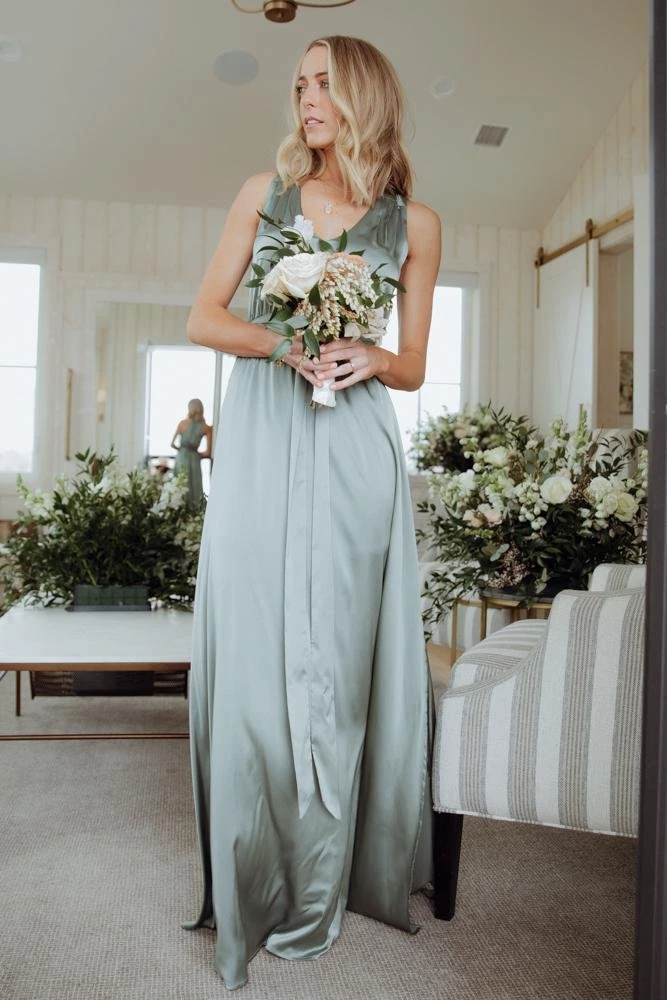 BB Custom Roma Satin Maxi Dress | Eucalyptus Dresses 4 BB Custom Roma Satin Maxi Dress | Eucalyptus Dresses