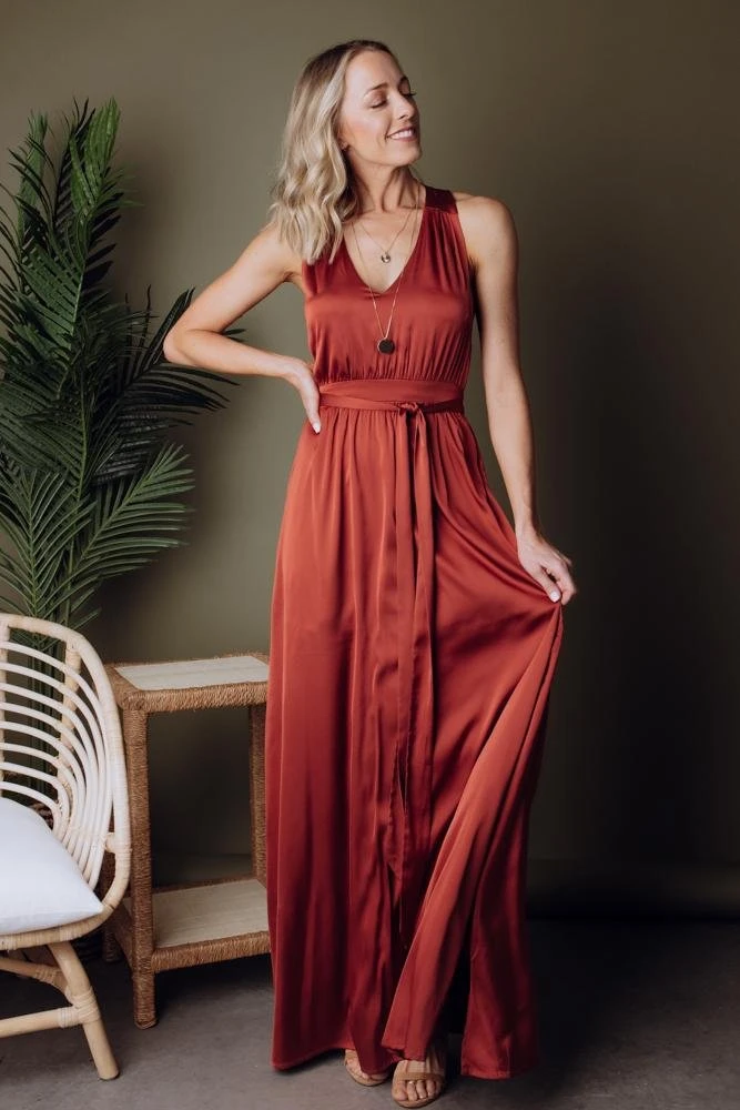 BB Custom Roma Satin Maxi Dress | Rust Dresses 7 BB Custom Roma Satin Maxi Dress | Rust Dresses