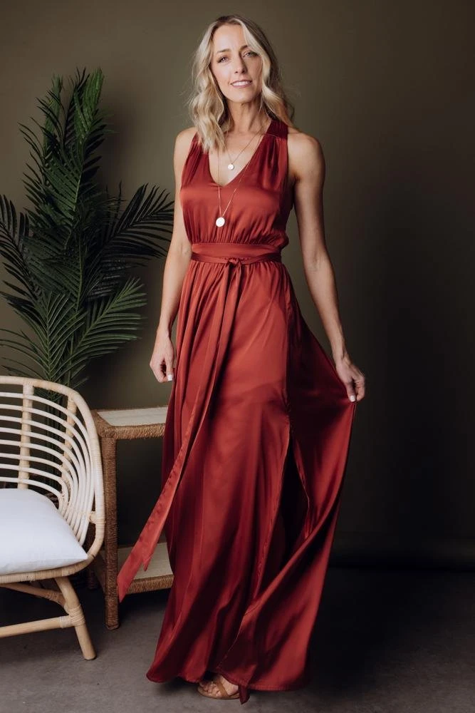 BB Custom Roma Satin Maxi Dress | Rust Dresses 3 BB Custom Roma Satin Maxi Dress | Rust Dresses