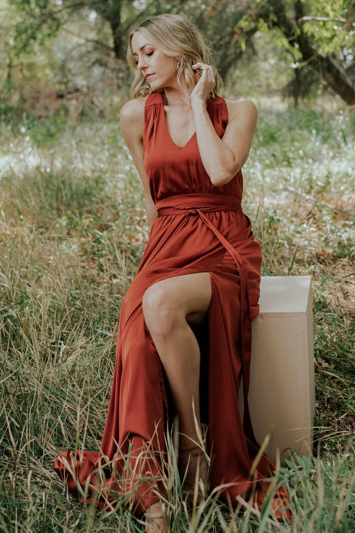 BB Custom Roma Satin Maxi Dress | Rust Dresses 2 BB Custom Roma Satin Maxi Dress | Rust Dresses