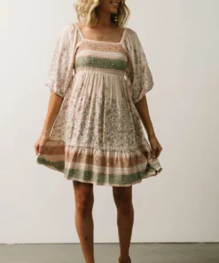 IL Dresses Romeo Criss Cross Back Mini Dress | Light Blush Multi Print 14 IL Dresses Romeo Criss Cross Back Mini Dress | Light Blush Multi Print