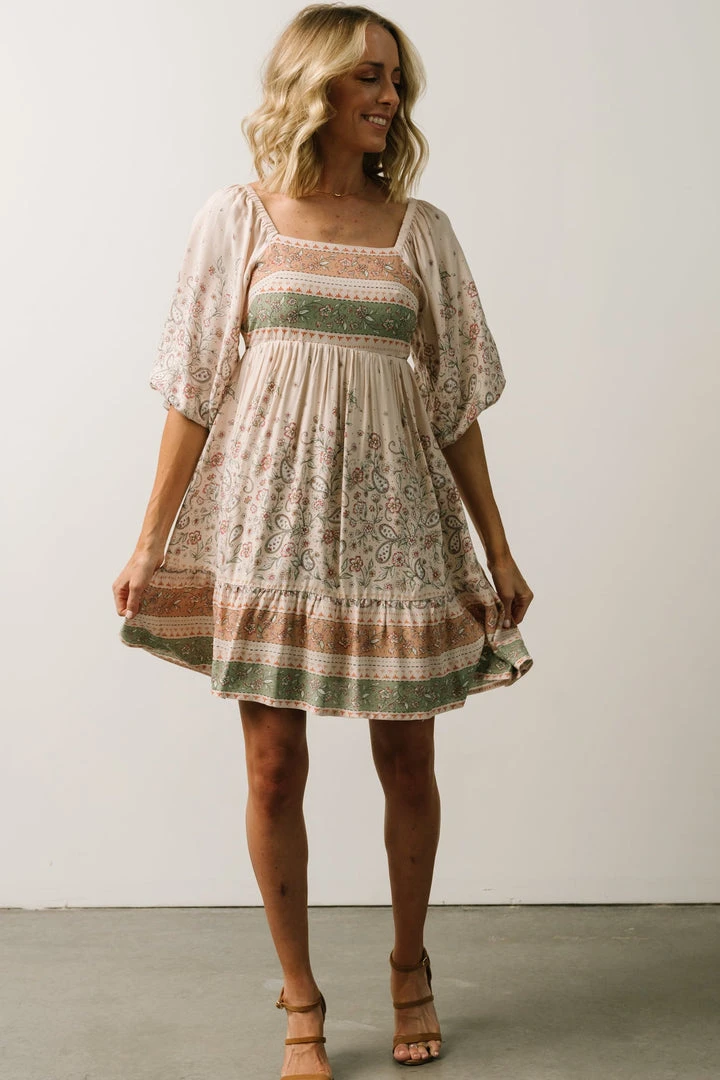 IL Dresses Romeo Criss Cross Back Mini Dress | Light Blush Multi Print 6 IL Dresses Romeo Criss Cross Back Mini Dress | Light Blush Multi Print