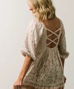IL Dresses Romeo Criss Cross Back Mini Dress | Light Blush Multi Print 16 IL Dresses Romeo Criss Cross Back Mini Dress | Light Blush Multi Print