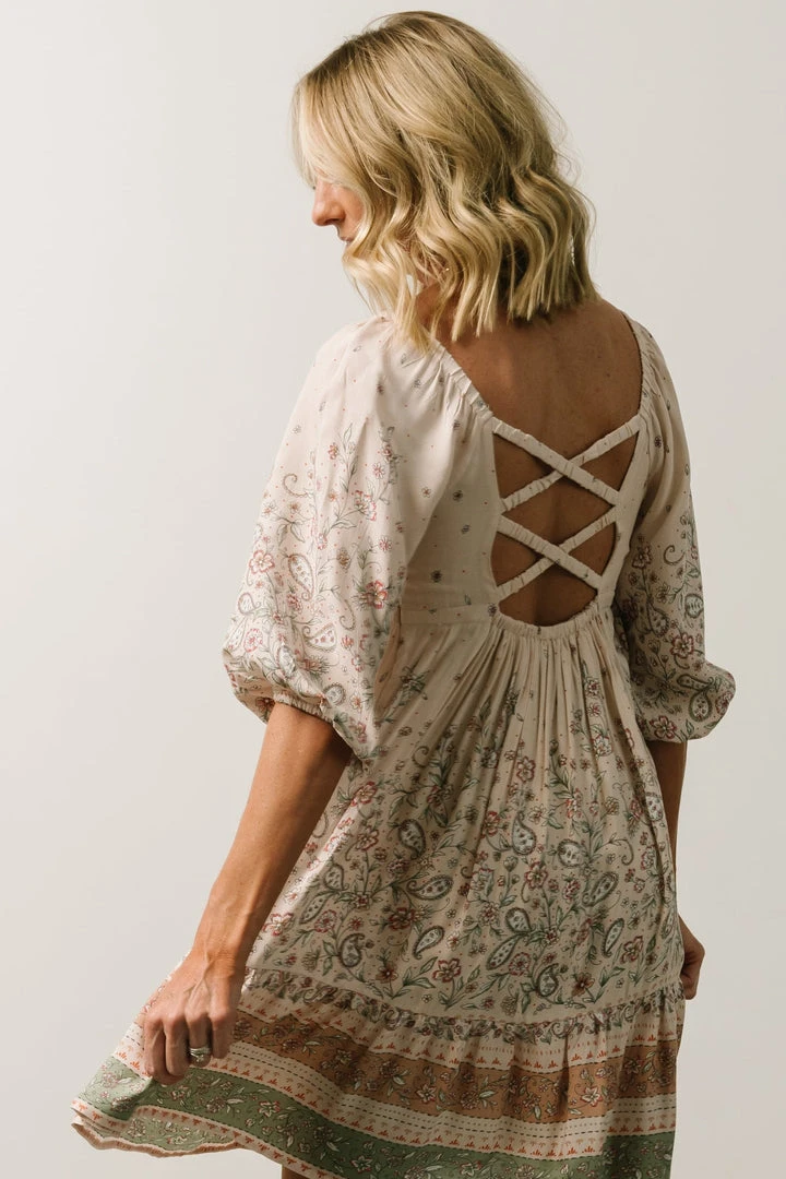 IL Dresses Romeo Criss Cross Back Mini Dress | Light Blush Multi Print 8 IL Dresses Romeo Criss Cross Back Mini Dress | Light Blush Multi Print