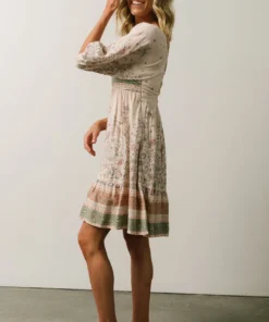 IL Dresses Romeo Criss Cross Back Mini Dress | Light Blush Multi Print 12 IL Dresses Romeo Criss Cross Back Mini Dress | Light Blush Multi Print