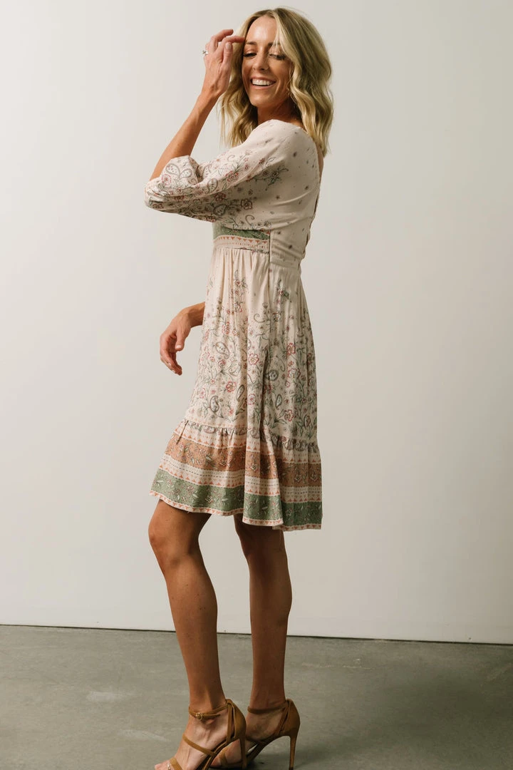 IL Dresses Romeo Criss Cross Back Mini Dress | Light Blush Multi Print 4 IL Dresses Romeo Criss Cross Back Mini Dress | Light Blush Multi Print