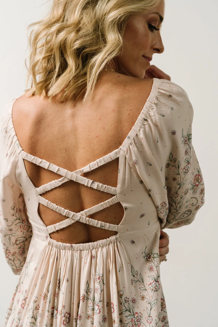 IL Dresses Romeo Criss Cross Back Mini Dress | Light Blush Multi Print 3 IL Dresses Romeo Criss Cross Back Mini Dress | Light Blush Multi Print