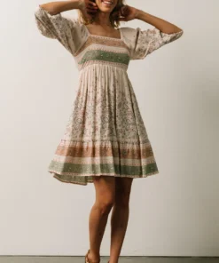 IL Dresses Romeo Criss Cross Back Mini Dress | Light Blush Multi Print 13 IL Dresses Romeo Criss Cross Back Mini Dress | Light Blush Multi Print