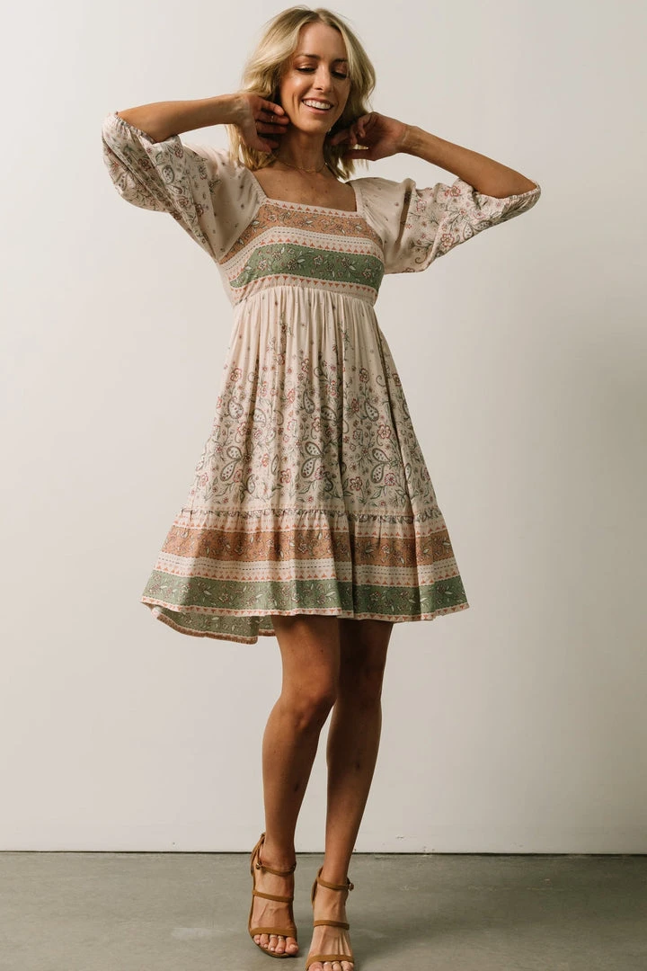 IL Dresses Romeo Criss Cross Back Mini Dress | Light Blush Multi Print 5 IL Dresses Romeo Criss Cross Back Mini Dress | Light Blush Multi Print