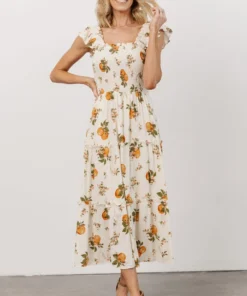 SL Rory Smocked Midi Dress | Orange Blossom