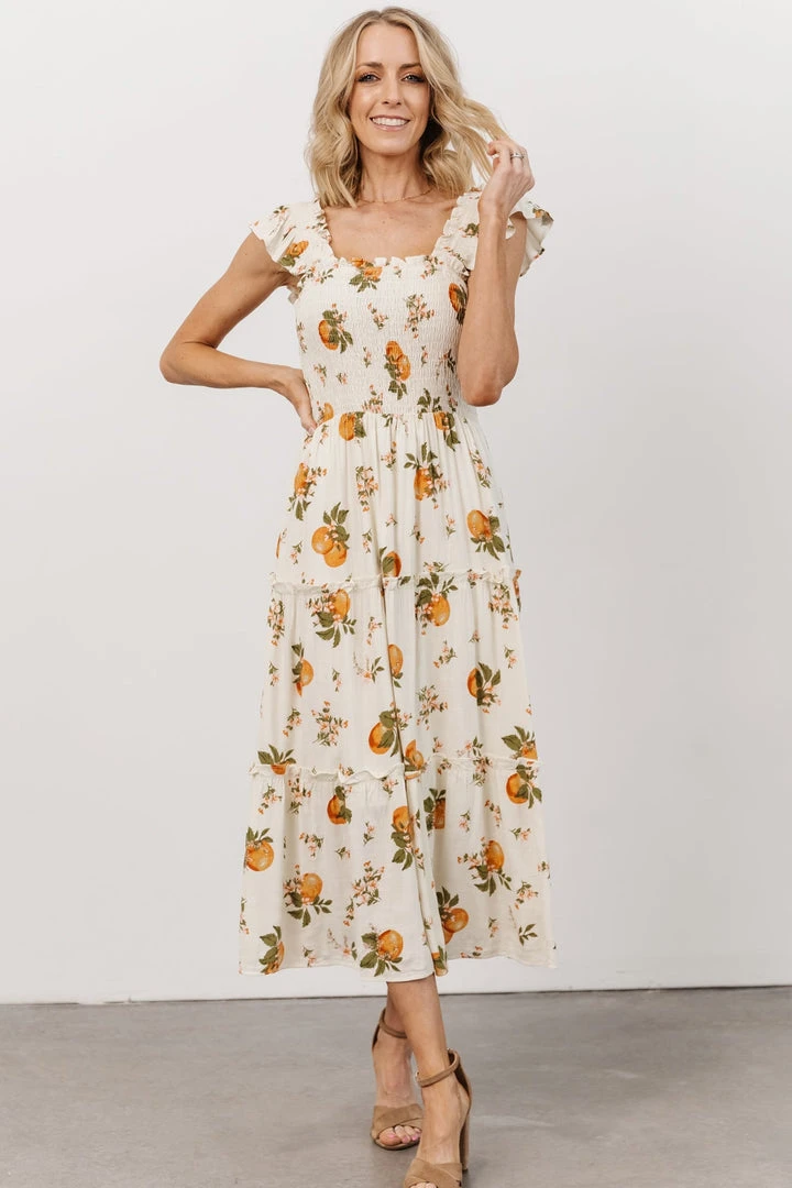 SL Rory Smocked Midi Dress | Orange Blossom 2 SL Rory Smocked Midi Dress | Orange Blossom