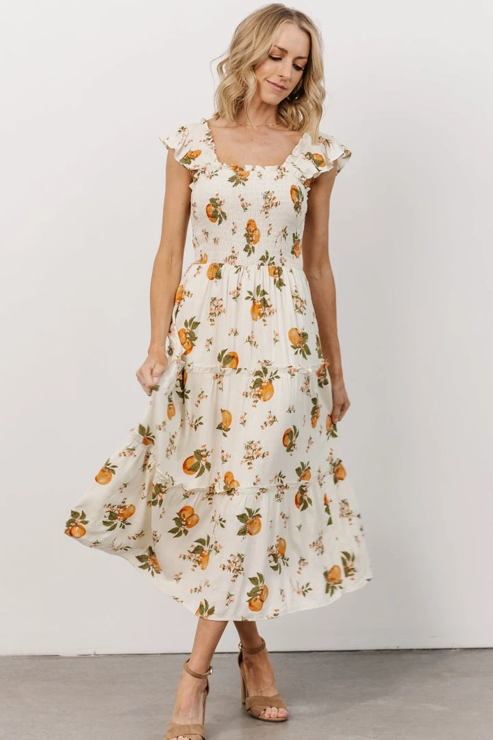 SL Rory Smocked Midi Dress | Orange Blossom 1 SL Rory Smocked Midi Dress | Orange Blossom