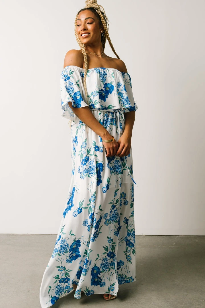 Soi Rosalie Off Shoulder Maxi Dress | Blue Floral 7 Soi Rosalie Off Shoulder Maxi Dress | Blue Floral