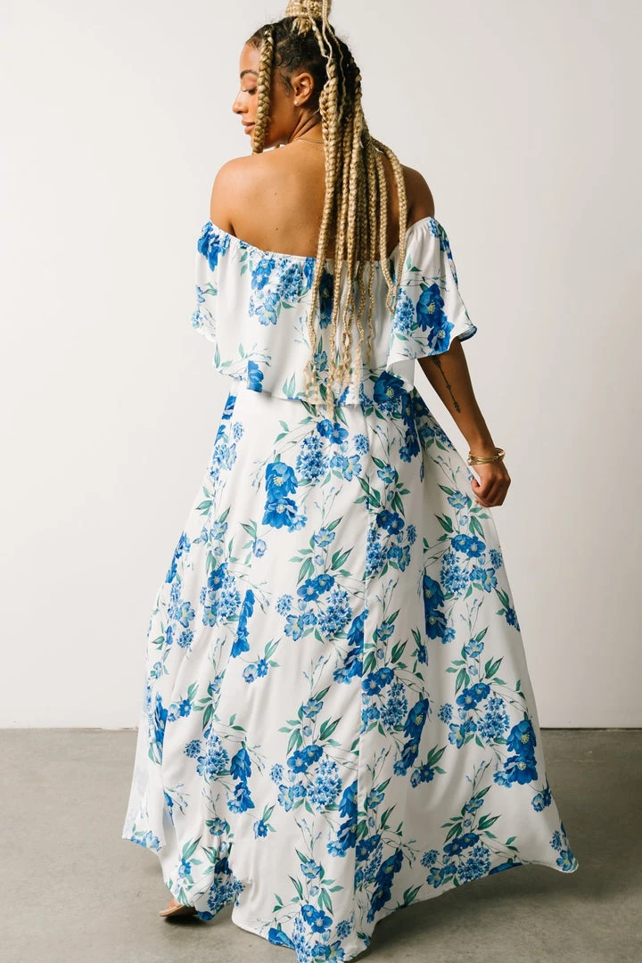 Soi Rosalie Off Shoulder Maxi Dress | Blue Floral 4 Soi Rosalie Off Shoulder Maxi Dress | Blue Floral