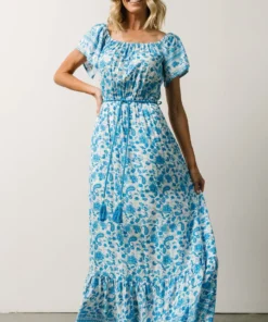 DD Rosemary Tassel Tie Maxi Dress | French Blue Floral Dresses