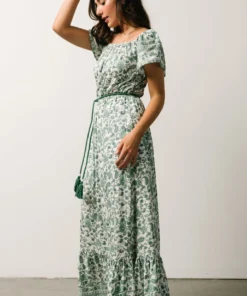 DD Dresses Rosemary Tassel Tie Maxi Dress | Green Floral