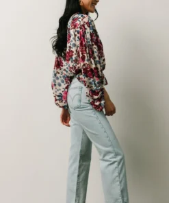 SL Rosie Top | Ivory + Purple Multi Print 20 SL Rosie Top | Ivory + Purple Multi Print