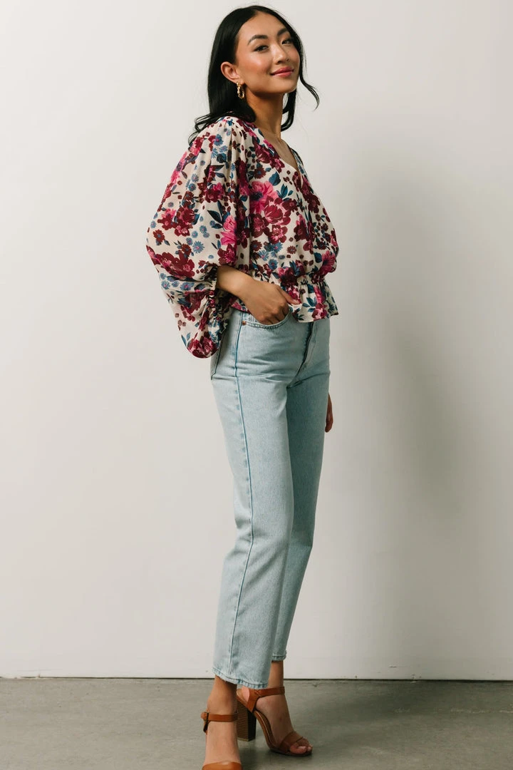 SL Rosie Top | Ivory + Purple Multi Print 7 SL Rosie Top | Ivory + Purple Multi Print