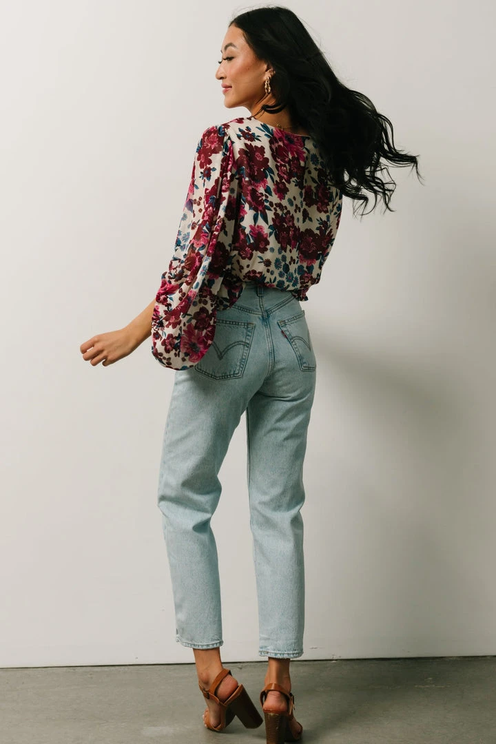 SL Rosie Top | Ivory + Purple Multi Print 9 SL Rosie Top | Ivory + Purple Multi Print