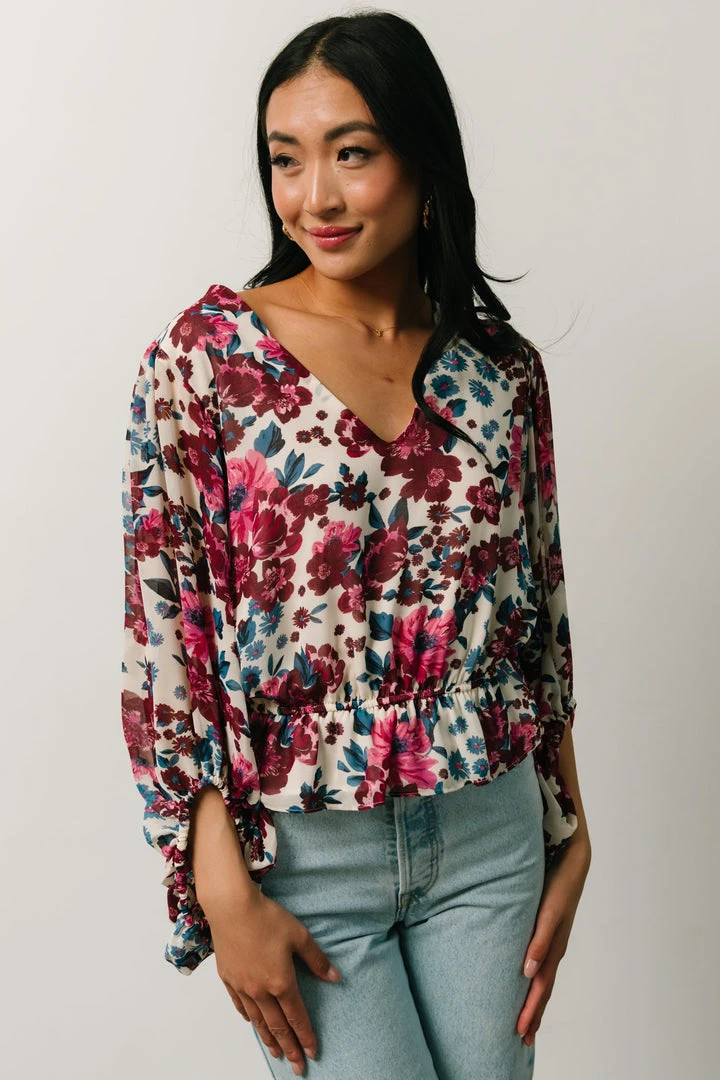 SL Rosie Top | Ivory + Purple Multi Print 4 SL Rosie Top | Ivory + Purple Multi Print