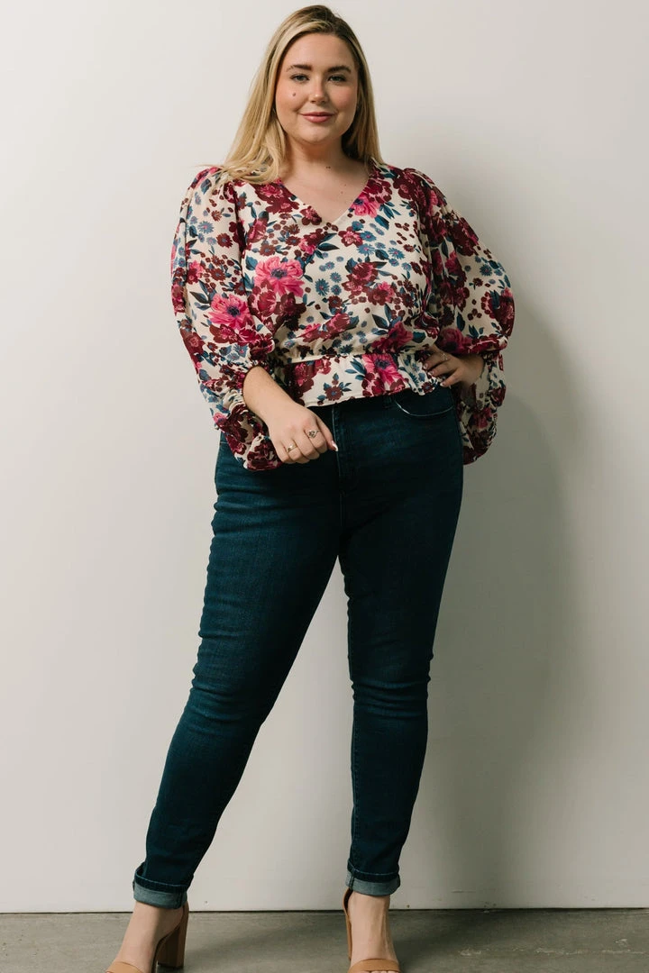 SL Rosie Top | Ivory + Purple Multi Print 2 SL Rosie Top | Ivory + Purple Multi Print