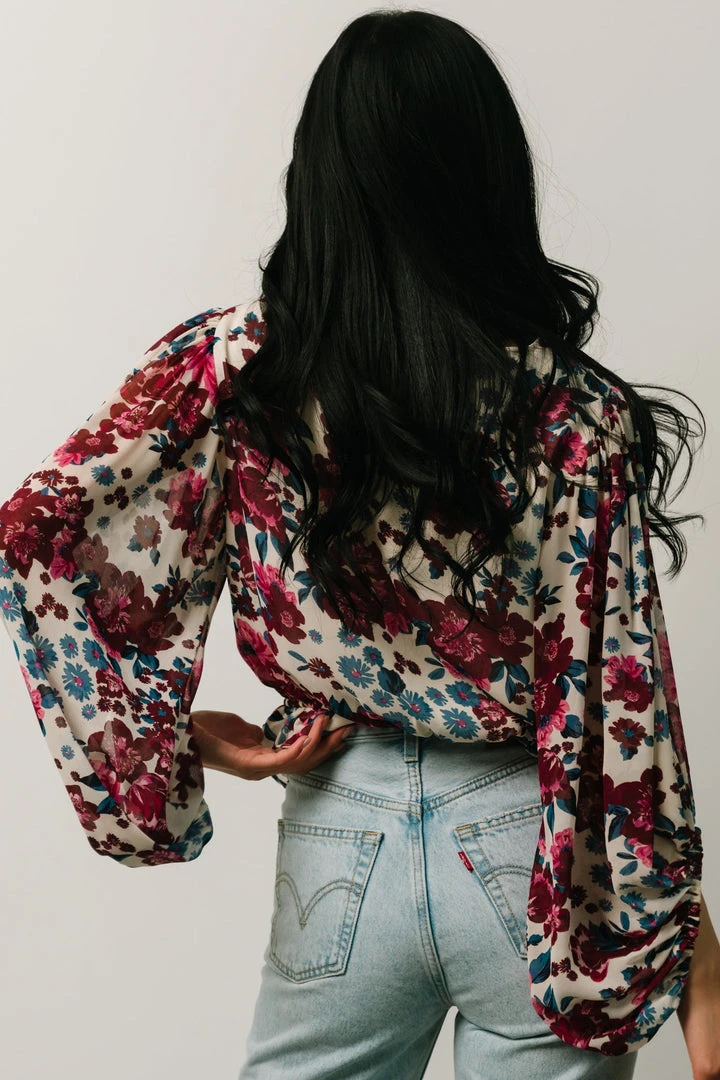 SL Rosie Top | Ivory + Purple Multi Print 6 SL Rosie Top | Ivory + Purple Multi Print