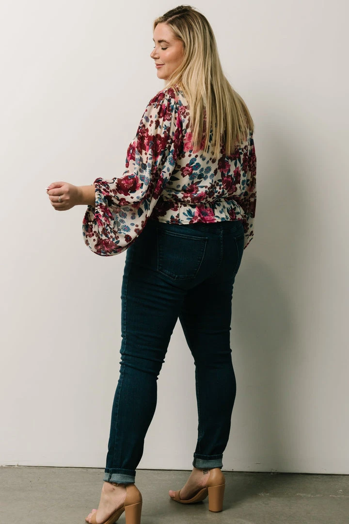 SL Rosie Top | Ivory + Purple Multi Print 3 SL Rosie Top | Ivory + Purple Multi Print