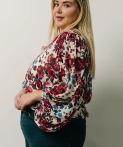 SL Rosie Top | Ivory + Purple Multi Print 24 SL Rosie Top | Ivory + Purple Multi Print