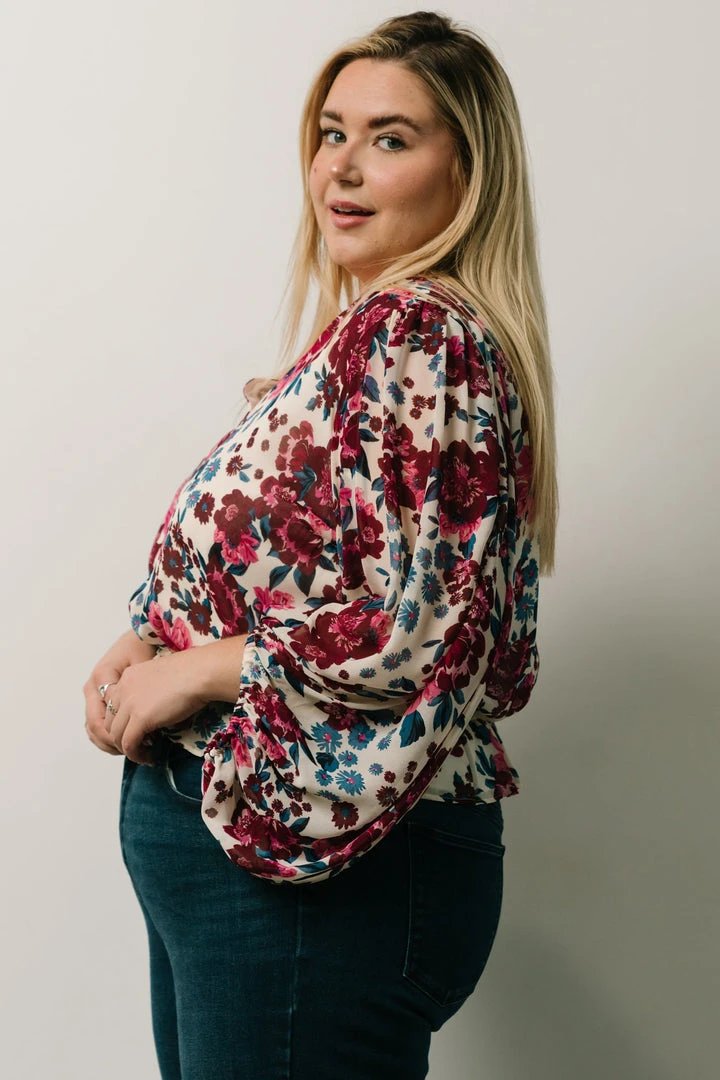 SL Rosie Top | Ivory + Purple Multi Print 12 SL Rosie Top | Ivory + Purple Multi Print