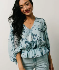 SL Tops Rosie Top | Light Blue Floral