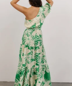 FT Sally One Shoulder Maxi Dress | Green Floral Dresses
