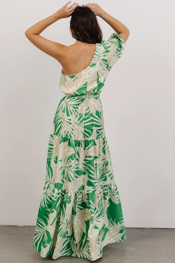 FT Sally One Shoulder Maxi Dress | Green Floral Dresses 2 FT Sally One Shoulder Maxi Dress | Green Floral Dresses