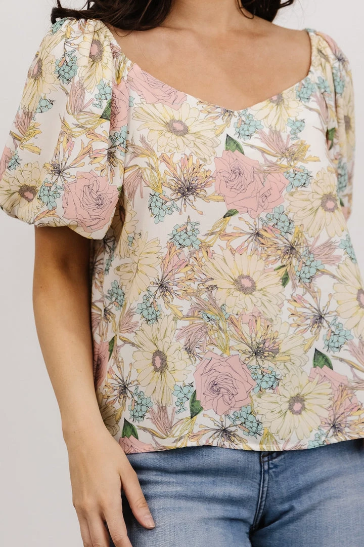 FT Tops Sandra Sweetheart Top | Pastel Floral 5 FT Tops Sandra Sweetheart Top | Pastel Floral