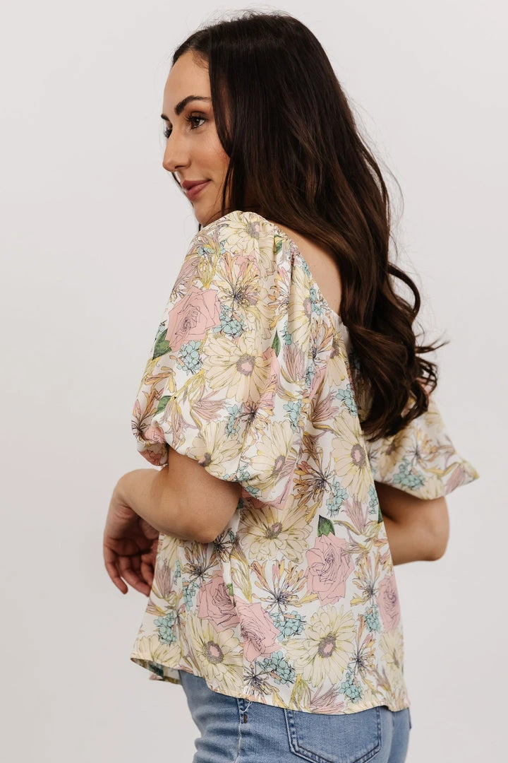 FT Tops Sandra Sweetheart Top | Pastel Floral 4 FT Tops Sandra Sweetheart Top | Pastel Floral