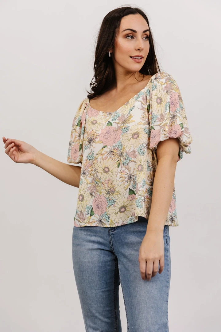 FT Tops Sandra Sweetheart Top | Pastel Floral 2 FT Tops Sandra Sweetheart Top | Pastel Floral