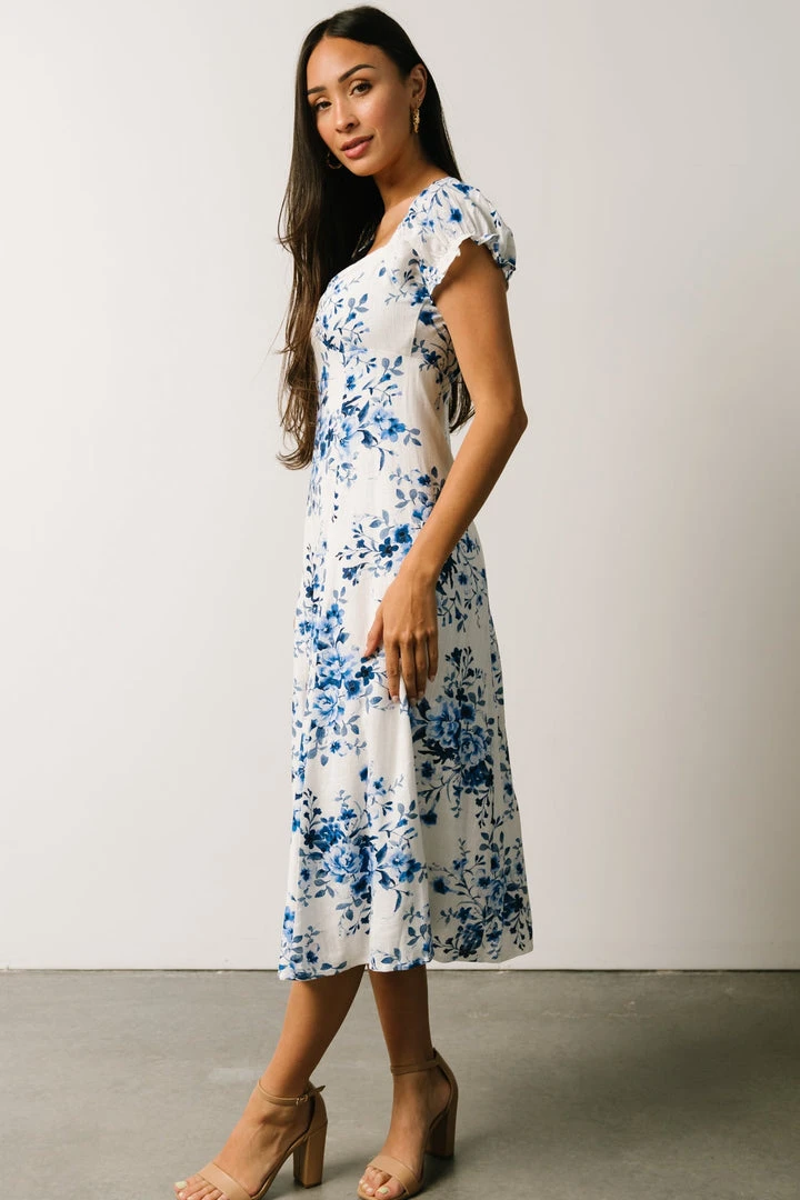 IBS Sandy Midi Dress | Blue + White Floral 4 IBS Sandy Midi Dress | Blue + White Floral