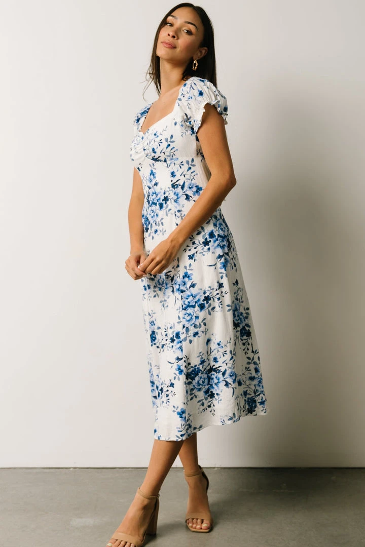 IBS Sandy Midi Dress | Blue + White Floral 3 IBS Sandy Midi Dress | Blue + White Floral