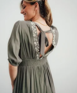 IL Santa Fe Embroidered Dress | Dusty Olive