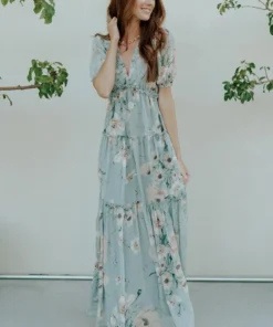 BB Custom Santorini Maxi Dress | Blue Floral Dresses